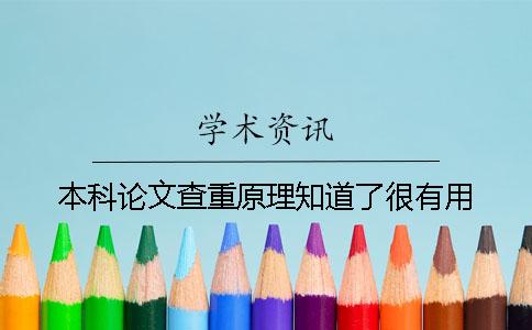 本科論文查重原理知道了很有用